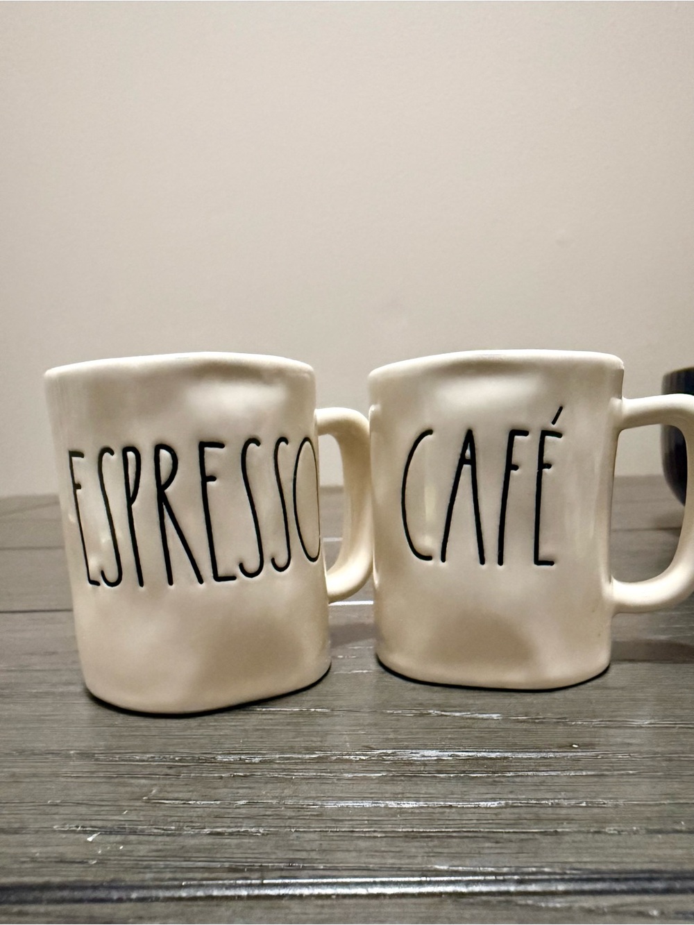 Rae Dunn Cream Espresso & Café Mug Duo